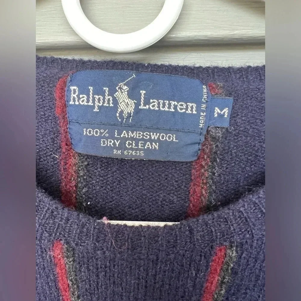 Vtg Polo Ralph Lauren LambsWool Sweater Mens Sz M